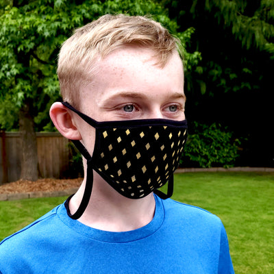 Buttonsmith Diamonds Adult XL Adjustable Face Mask with Filter Pocket - Made in the USA - Buttonsmith Inc.