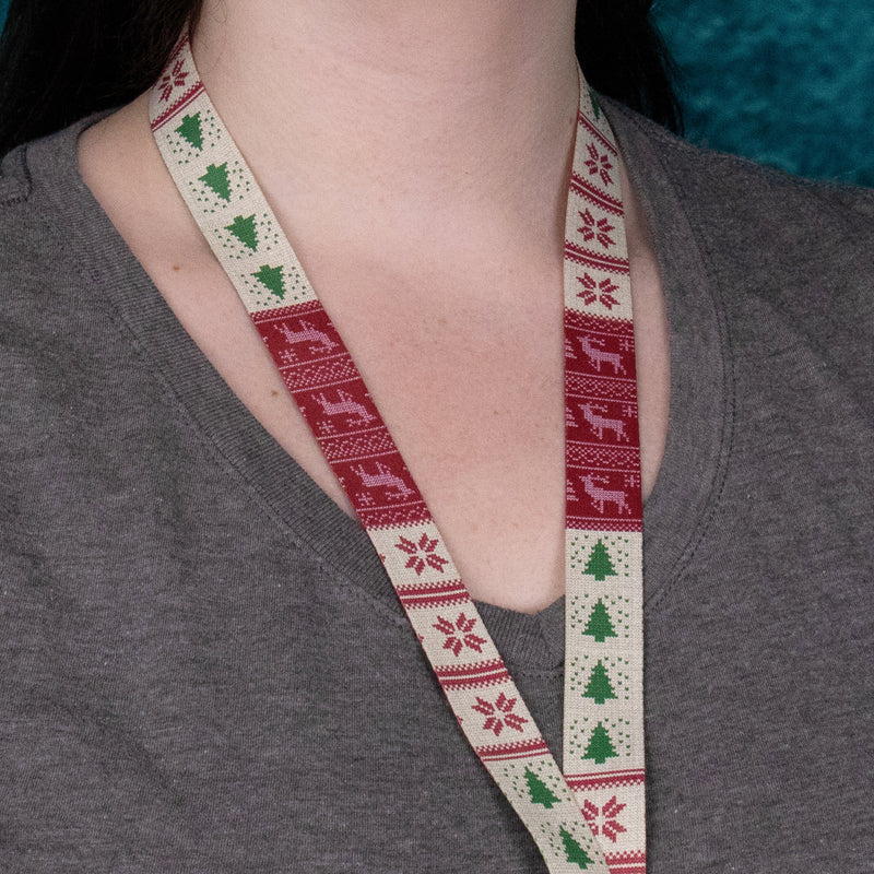 Buttonsmith Christmas Sweater Premium Lanyard - with Buckle and Flat Ring - Made in the USA - Buttonsmith Inc.