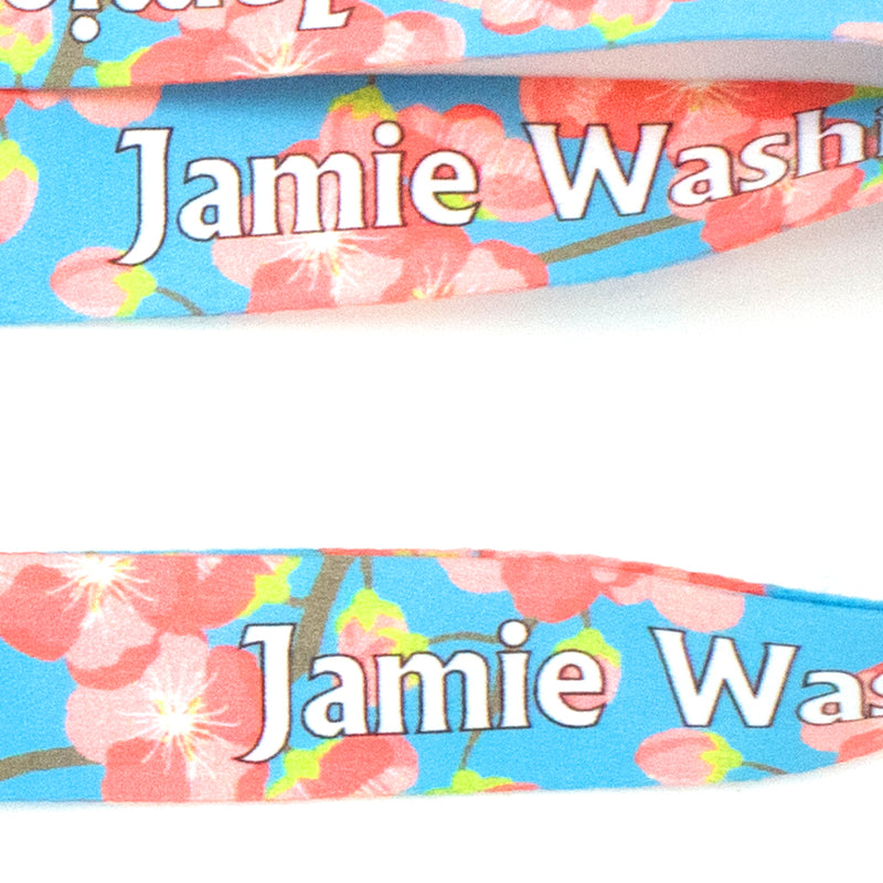 Buttonsmith Cheery Cherry Blossoms Custom Lanyard - Made in USA - Buttonsmith Inc.