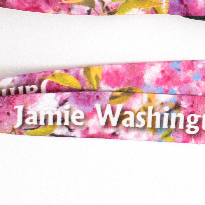 Buttonsmith Cherry Blossoms Photo Custom Lanyard - Made in USA - Buttonsmith Inc.