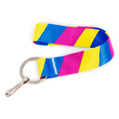 Pan Sexual Pride Wristlet Lanyard - Short Length with Flat Key Ring and Clip - Made in the USA