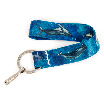 Whale Song Wristlet Lanyard - Short Length with Flat Key Ring and Clip - Made in the USA