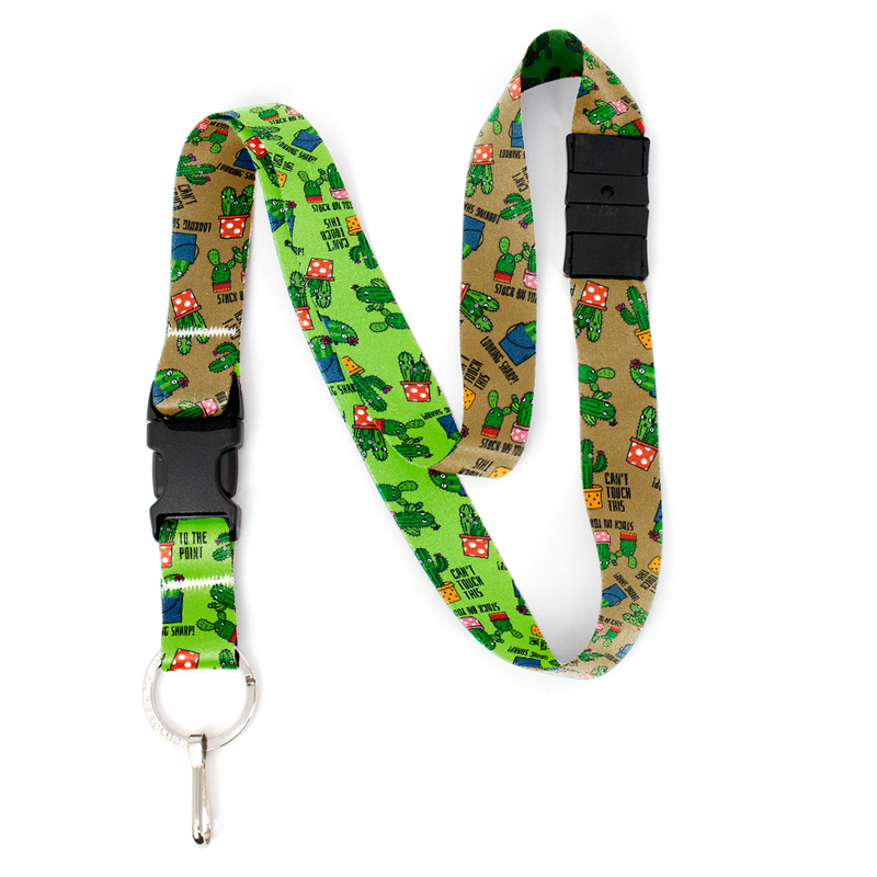 Cutie Cacti Sand Breakaway Lanyard - with Buckle and Flat Ring - Made in the USA