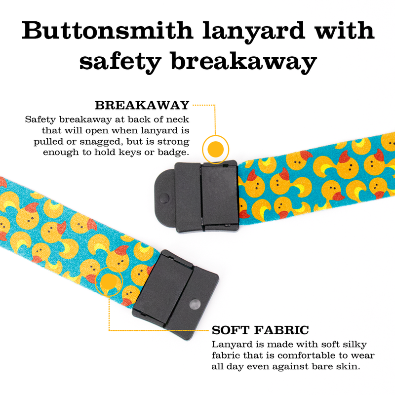 Just Ducky Breakaway Lanyard - with Buckle and Flat Ring - Made in the USA