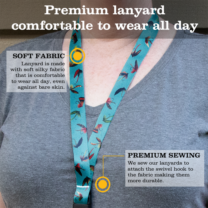 Buttonsmith Fly Fishing Premium Lanyard - with Buckle and Flat