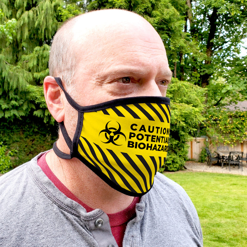 Buttonsmith Caution Tape Adult XL Adjustable Face Mask with Filter Pocket - Made in the USA - Buttonsmith Inc.