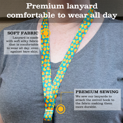 Just Ducky Premium Lanyard - with Buckle and Flat Ring - Made in the USA