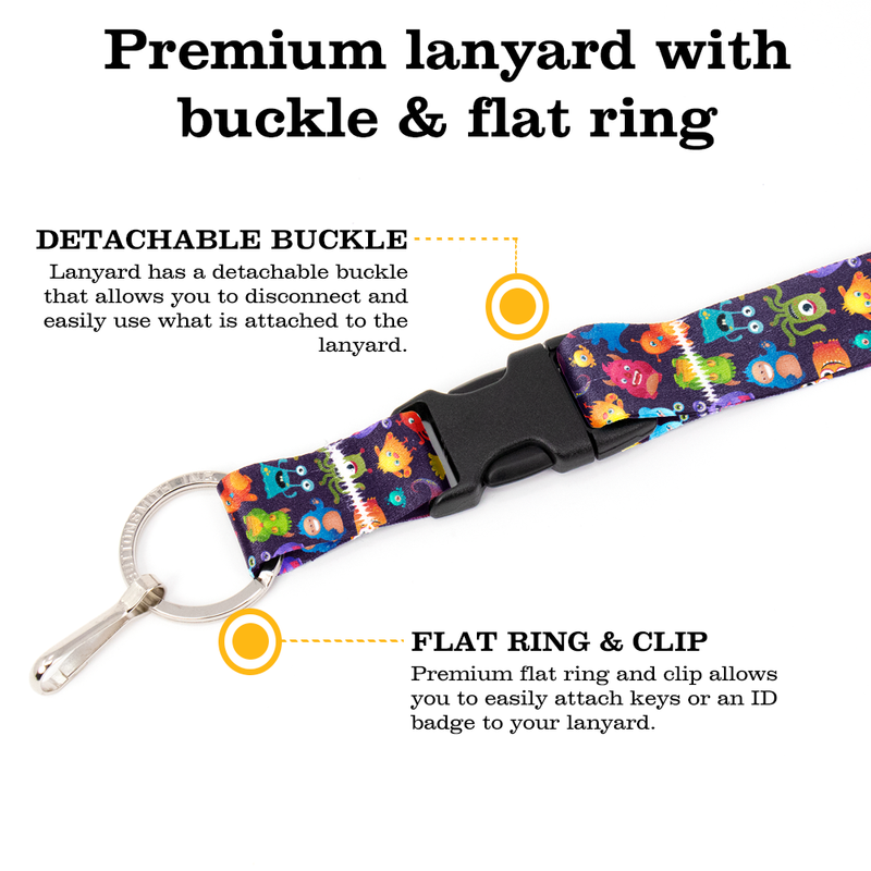 Monster Mash Breakaway Lanyard - with Buckle and Flat Ring - Made in the USA