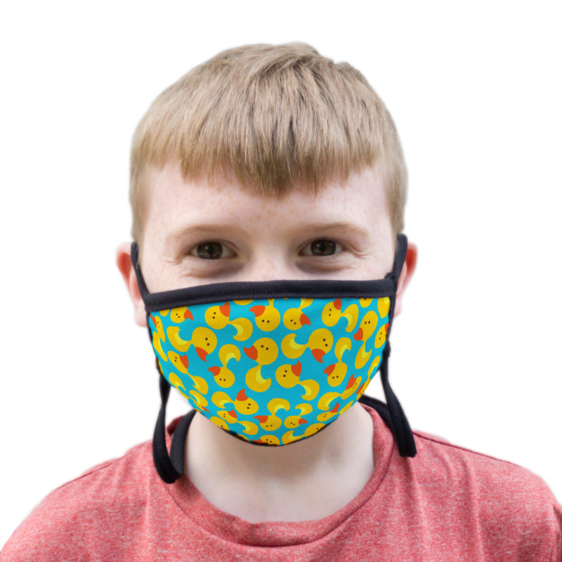 Buttonsmith Rubber Ducks Youth Adjustable Face Mask with Filter Pocket - Made in the USA - Buttonsmith Inc.