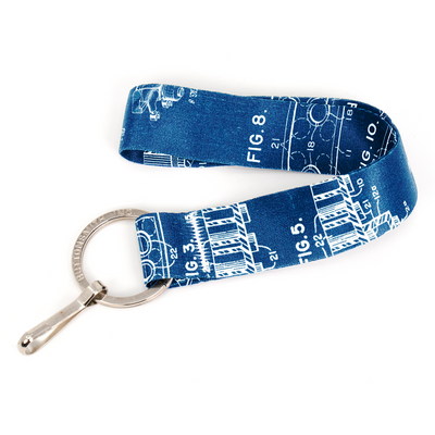 Toy Brick Blueprints Wristlet Lanyard - with Buckle and Flat Ring - Made in the USA