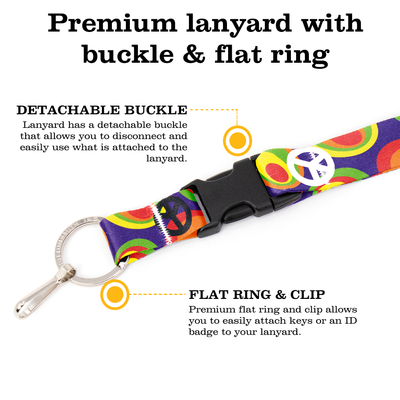 Flower Power Breakaway Lanyard - with Buckle and Flat Ring - Made in the USA