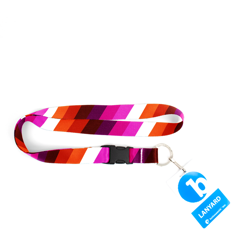 Lesbian Pride Premium Lanyard - with Buckle and Flat Ring - Made in the USA