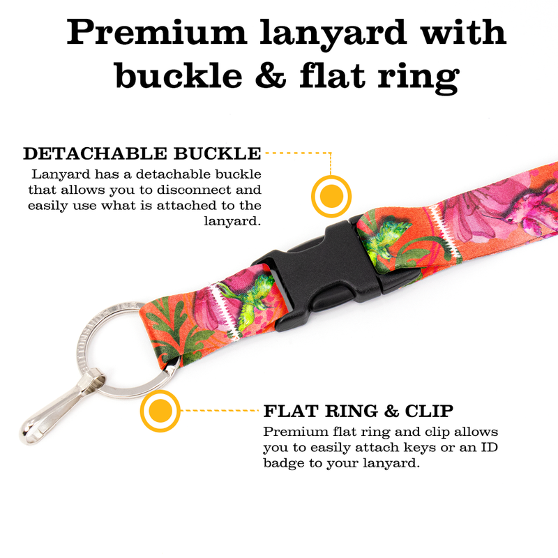 Charm Riot Breakaway Lanyard - with Buckle and Flat Ring - Made in the USA