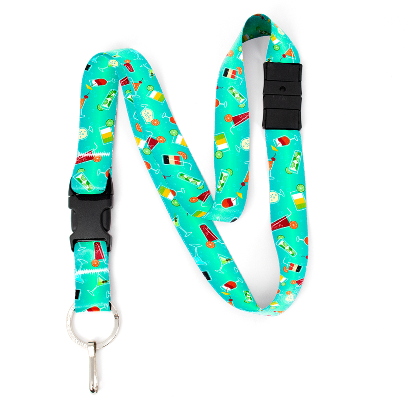 Cocktails Breakaway Lanyard - with Buckle and Flat Ring - Made in the USA