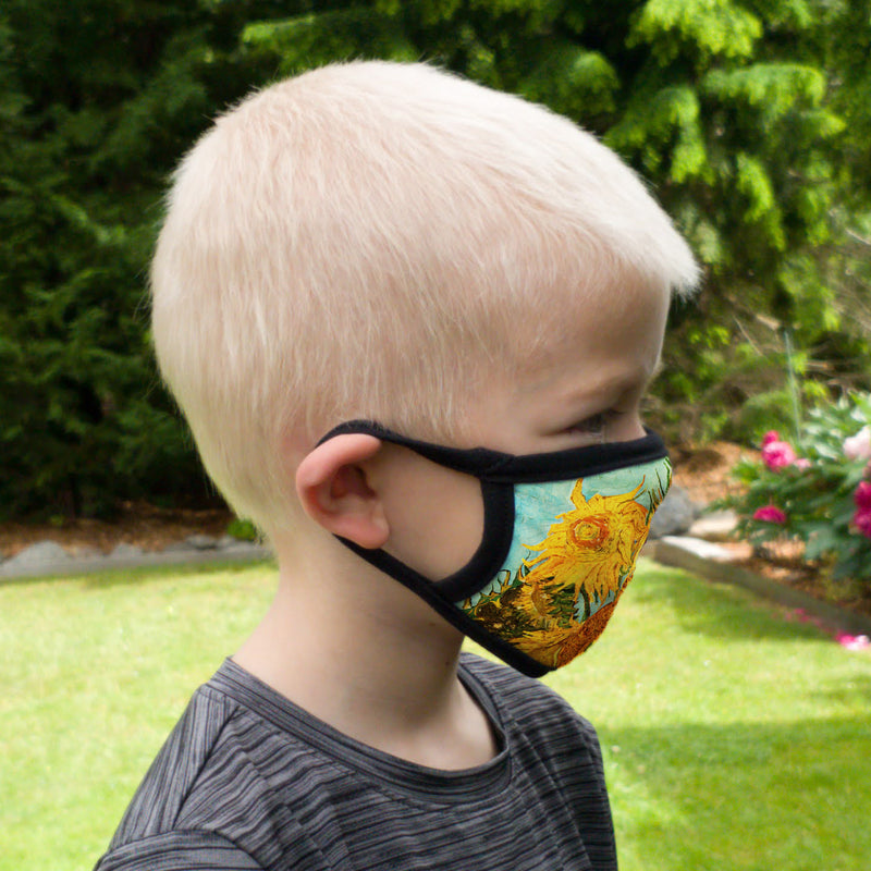 Buttonsmith Van Gogh Sunflowers Adult Adjustable Face Mask with Filter Pocket - Made in the USA - Buttonsmith Inc.