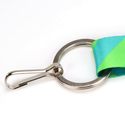 Premium made in the USA flatring on Buttonsmith aqua dots lanyard