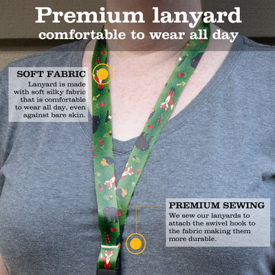 Buttonsmith Woodland Creatures Premium Lanyard - with Buckle and Flat Ring - Made in the USA - Buttonsmith Inc.