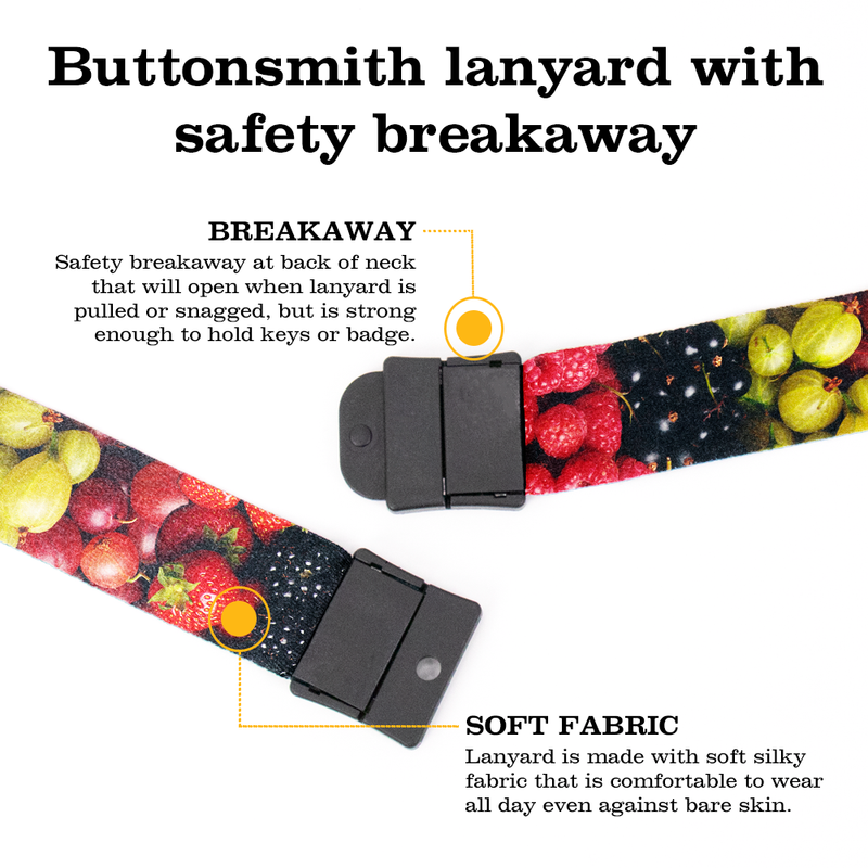 Berry Blast Breakaway Lanyard - with Buckle and Flat Ring - Made in the USA