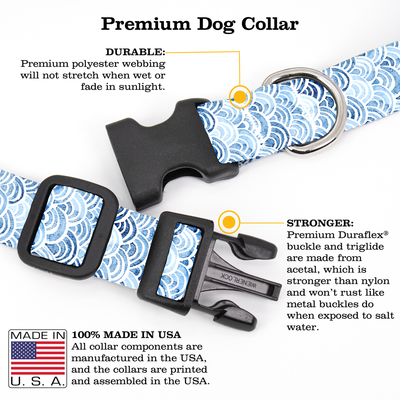 Blue Scallops Dog Collar - Made in USA