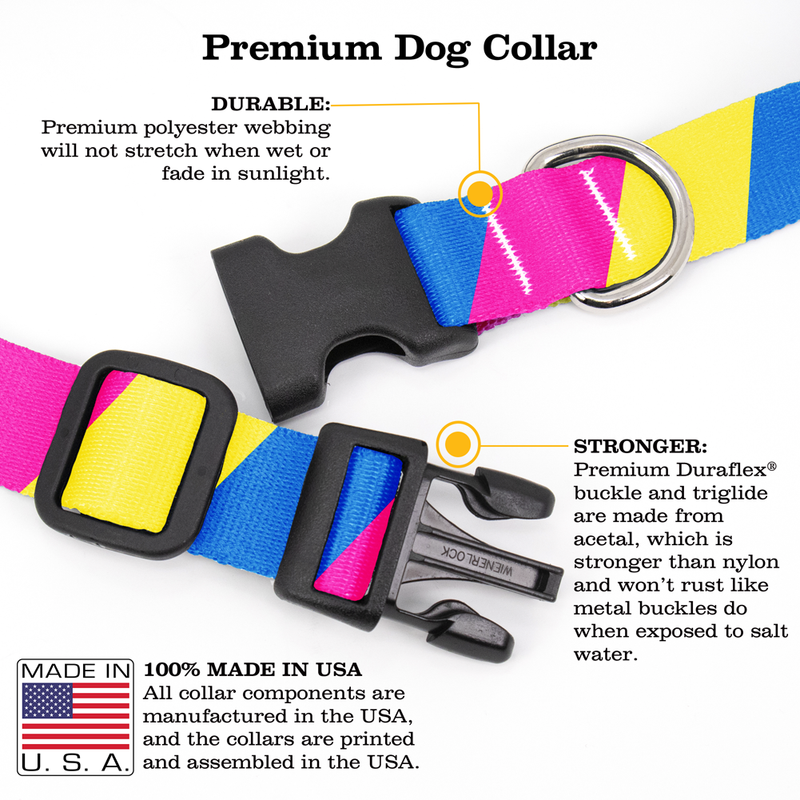 Pan Sexual Pride Dog Collar - Made in USA