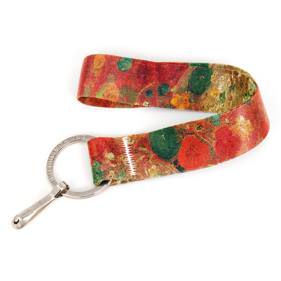 Odilon Nasturtiums Wristlet Lanyard - Short Length with Flat Key Ring and Clip - Made in the USA