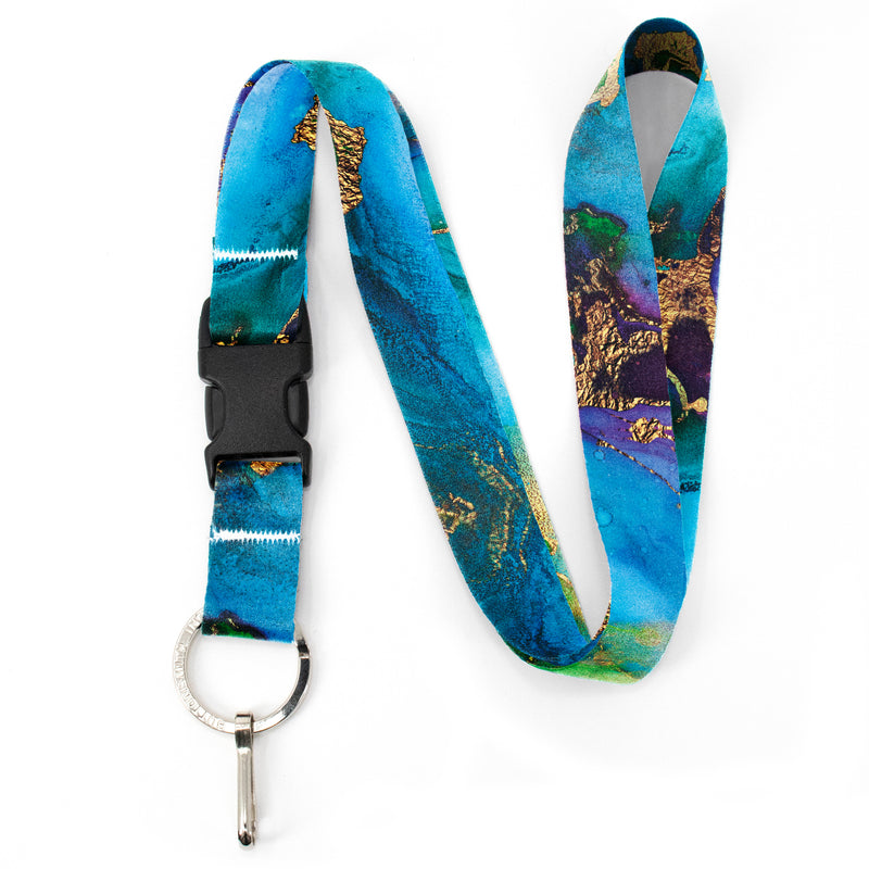 Buttonsmith Lagoon Premium Lanyard - with Buckle and Flat Ring - Made in the USA - Buttonsmith Inc.