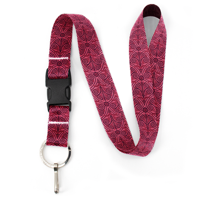 Bougainviella Greek Swirls Premium Lanyard - with Buckle and Flat Ring - Made in the USA
