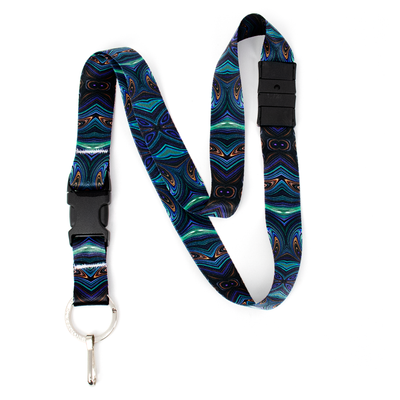 Infinity Blue Breakaway Lanyard - with Buckle and Flat Ring - Made in the USA