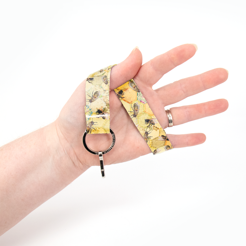 Taste of Honey Wristlet Lanyard - Short Length with Flat Key Ring and Clip - Made in the USA