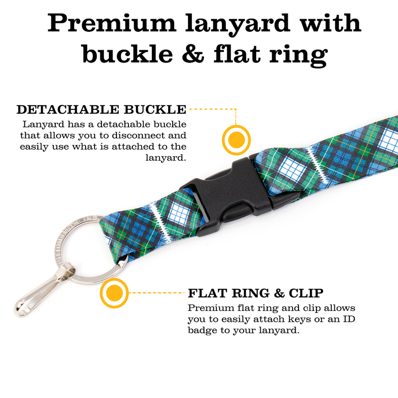 Campbell Dress Plaid Premium Lanyard - with Buckle and Flat Ring - Made in the USA