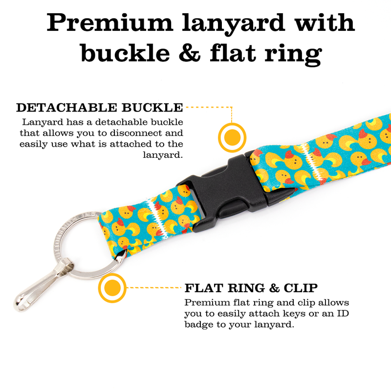 Just Ducky Breakaway Lanyard - with Buckle and Flat Ring - Made in the USA