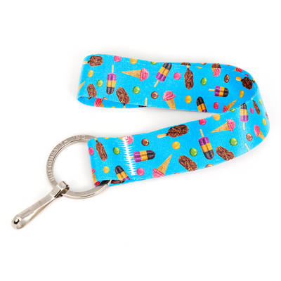 Summer Luv Wristlet Lanyard - Short Length with Flat Key Ring and Clip - Made in the USA