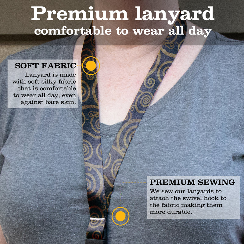 Buttonsmith Topaz Swirls Premium Lanyard - with Buckle and Flat Ring - Made in the USA - Buttonsmith Inc.