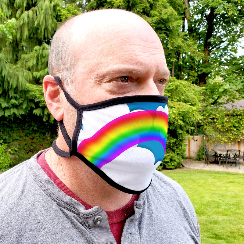 Buttonsmith Rainbow Arches Adult XL Adjustable Face Mask with Filter Pocket - Made in the USA - Buttonsmith Inc.