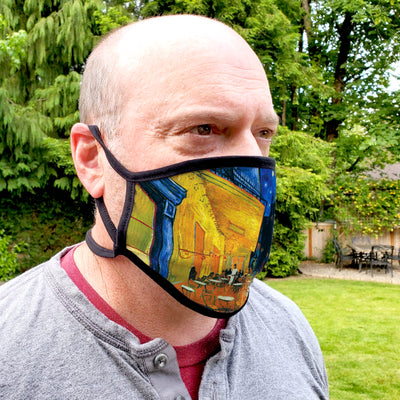 Buttonsmith Van Gogh Cafe Terrace Adult XL Adjustable Face Mask with Filter Pocket - Made in the USA - Buttonsmith Inc.