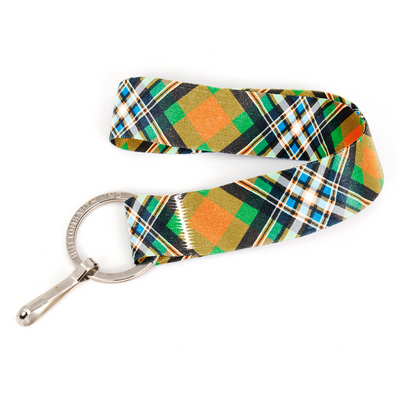 MacGill of Jura Plaid Wristlet Lanyard - Short Length with Flat Key Ring and Clip - Made in the USA