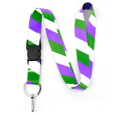 Gender Queer Pride Premium Lanyard - with Buckle and Flat Ring - Made in the USA