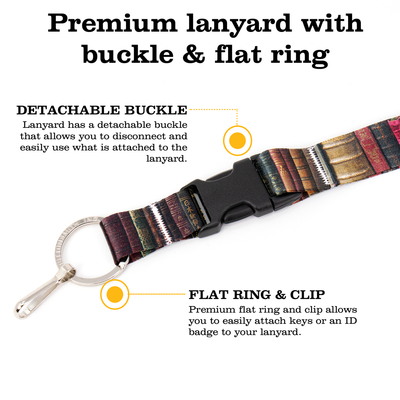 Bibliophile Premium Lanyard - with Buckle and Flat Ring - Made in the USA