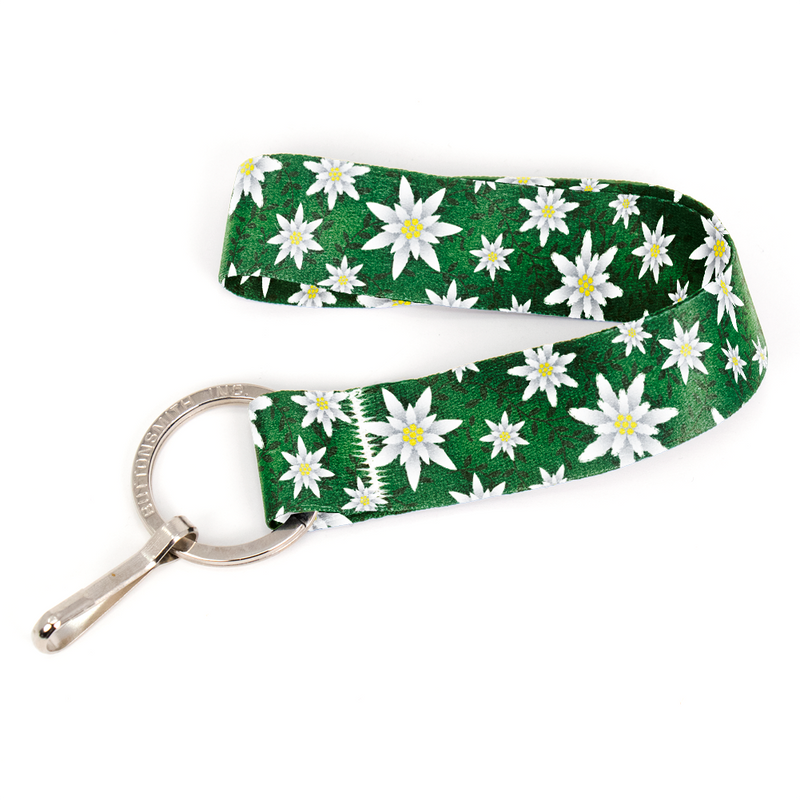 Edelweiss Wristlet Lanyard - Short Length with Flat Key Ring and Clip - Made in the USA