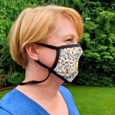 Buttonsmith William Morris Flora Youth Adjustable Face Mask with Filter Pocket - Made in the USA - Buttonsmith Inc.
