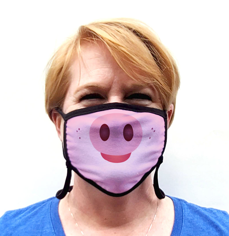 Buttonsmith Cartoon Piglet Face Adult Adjustable Face Mask with Filter Pocket - Made in the USA - Buttonsmith Inc.