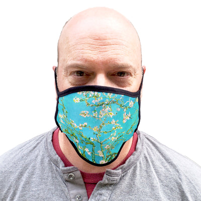 Buttonsmith Van Gogh Almond Blossoms Adult XL Adjustable Face Mask with Filter Pocket - Made in the USA - Buttonsmith Inc.