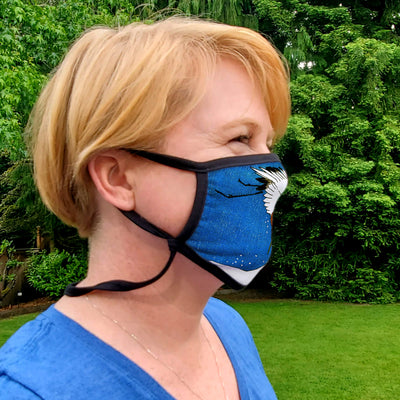 Buttonsmith Hiroshige Crane Adult Adjustable Face Mask with Filter Pocket - Made in the USA - Buttonsmith Inc.