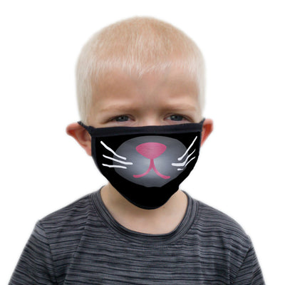 Buttonsmith Cartoon Kitty Face Child Face Mask with Filter Pocket - Made in the USA - Buttonsmith Inc.