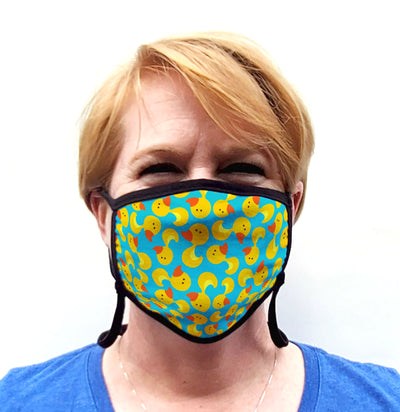 Buttonsmith Rubber Ducks Adult Adjustable Face Mask with Filter Pocket - Made in the USA - Buttonsmith Inc.