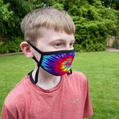 Buttonsmith Rainbow Tie Dye Child Face Mask with Filter Pocket - Made in the USA - Buttonsmith Inc.