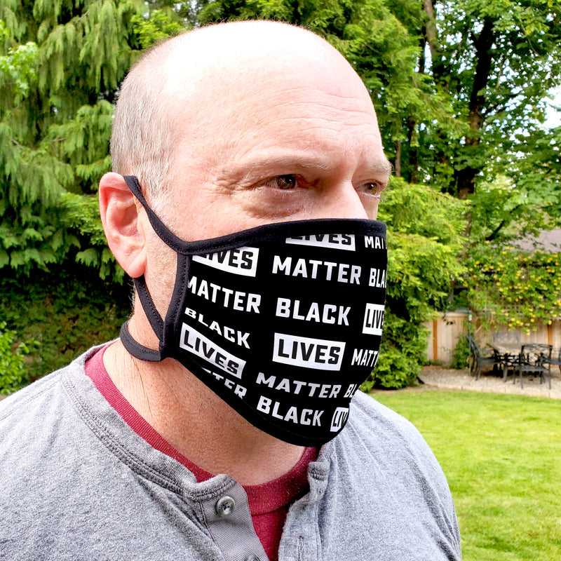 Buttonsmith Black Lives Matter Pattern Adult XL Adjustable Face Mask with Filter Pocket - Made in the USA - Buttonsmith Inc.