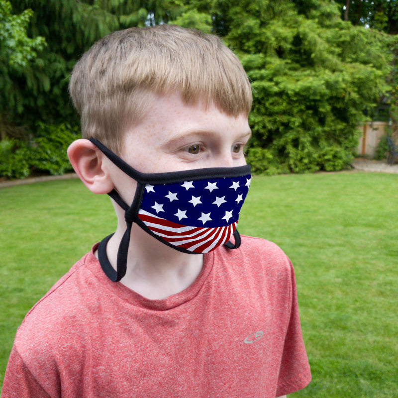 Buttonsmith US Flag Youth Adjustable Face Mask with Filter Pocket - Made in the USA - Buttonsmith Inc.