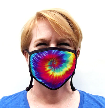 Buttonsmith Rainbow Tie Dye Adult Adjustable Face Mask with Filter Pocket - Made in the USA - Buttonsmith Inc.