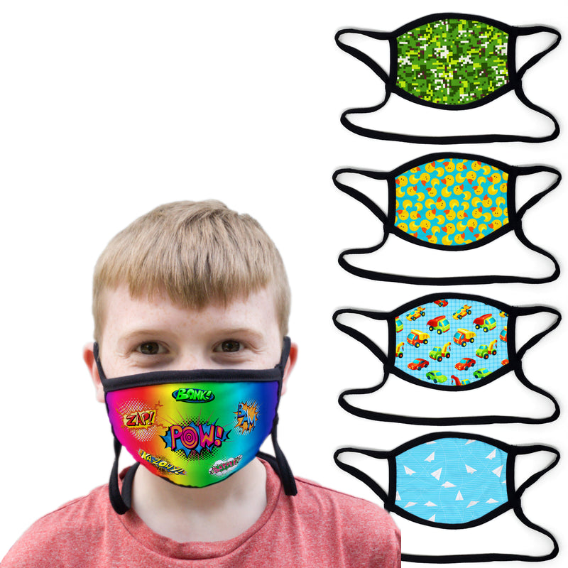 Buttonsmith Toys - Set of 5 Youth Adjustable Face Mask with Filter Pocket - Made in the USA - Buttonsmith Inc.